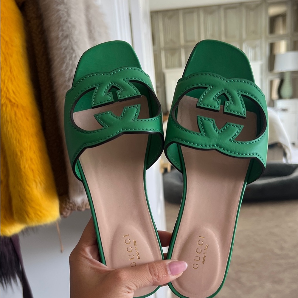 Gucci Emerald Green Slide Sandals